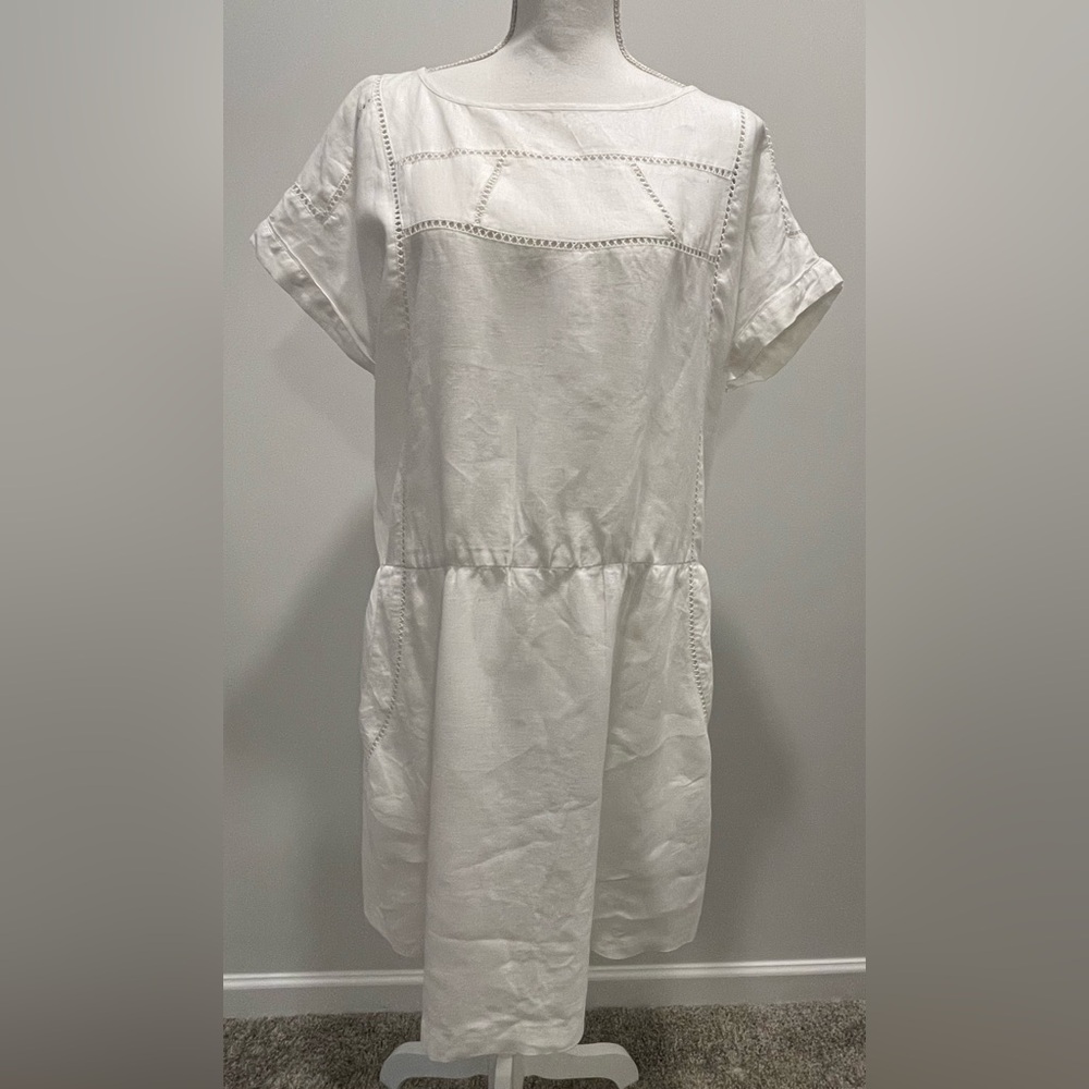 Joe Fresh White Short Sleeve Linen Dress